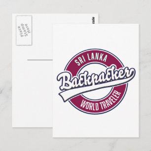 Meneer backpacker wereldreiziger retro logo briefkaart