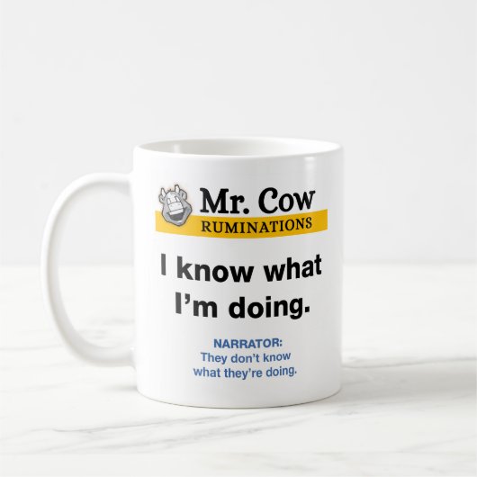 Meneer Cow mok. Ik weet wat ik doe Koffiemok (Links)