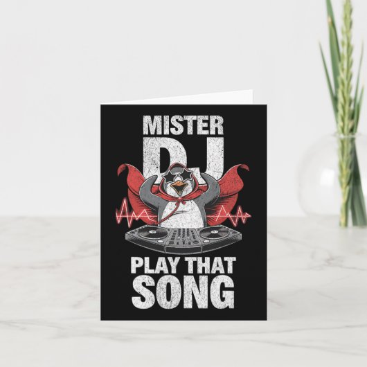 Meneer Dj Speel Dat Lied Grappige Pinguïn Dj Jeugd Kaart (Voorkant)
