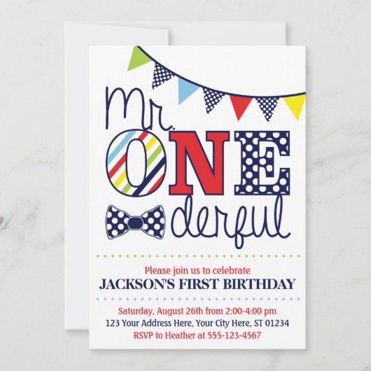 Meneer een prachtige verjaardagsuitnodiging kaart (Voorkant)