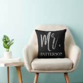 Meneer en achternaam Faux Silver Foil Pillow Kussen (Stoel)