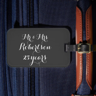 Meneer en mevrouw 25ste huwelijksverjaardag bagage bagagelabel