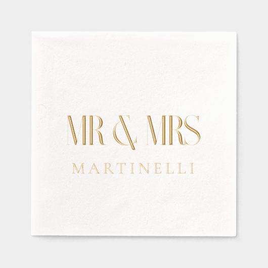 Meneer en mevrouw aangepaste moderne ontwerp folie servetten (Voorkant)