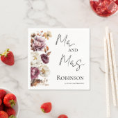 Meneer en mevrouw | Bourgogne Bloemen Herfst Huwel Servet (Insitu)