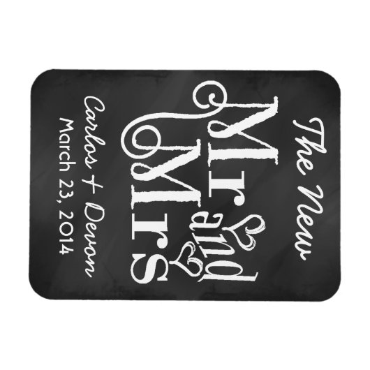 "Meneer en mevrouw" Chalkboard bruiloft souvenier Magneet (Horizontaal)