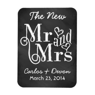 "Meneer en mevrouw" Chalkboard bruiloft souvenier Magneet