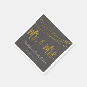 Meneer en mevrouw.Charcoal en Gold Foil String Lig Servet (Hoek)