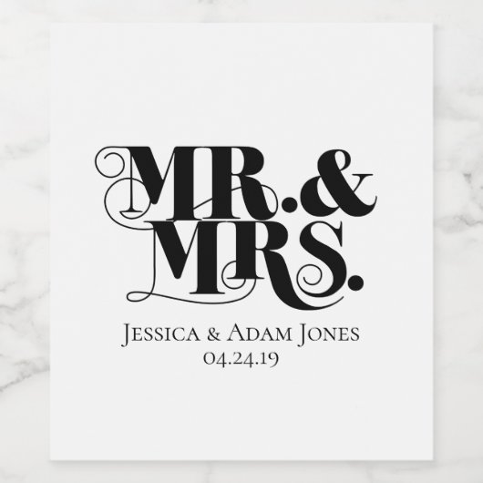 Meneer en mevrouw design, , elegante stijl. wijn etiket (Enkel label)