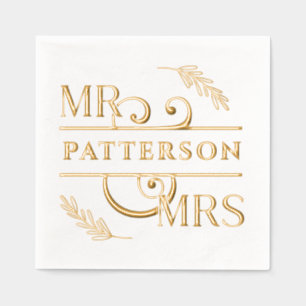 Meneer en mevrouw Elegant Floral Wedding Folie Servetten