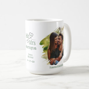 Meneer en Mevrouw Elegant Hart Typografie Foto Aan Koffiemok