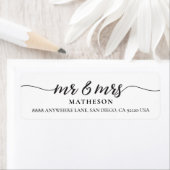 Meneer en mevrouw Elegant Modern Script pas getrou Etiket (Insitu)