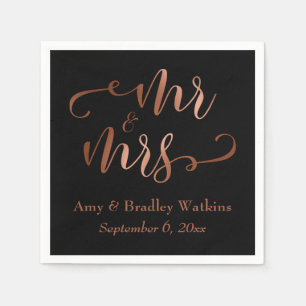 "Meneer en mevrouw" Faux Copper Script op Black, W Servet