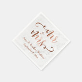 "Meneer en mevrouw" Faux koperen script over wit m Servetten (Hoek)
