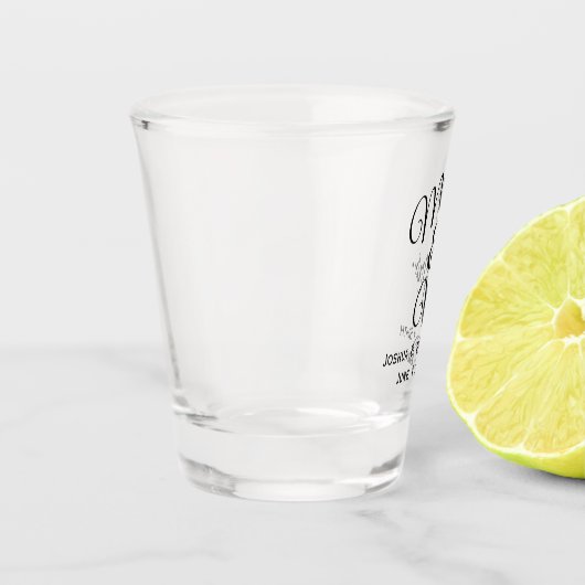 Meneer en mevrouw gepersonaliseerde bruiloft parti shot glas (Links)