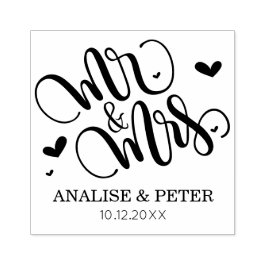Meneer en mevrouw - gepersonaliseerde trouwstempel 	rubberstempel