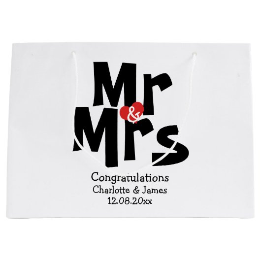 Meneer en mevrouw Modern gepersonaliseerd zwart en Groot Cadeauzakje (Voorkant)