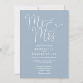 Meneer en mevrouw Modern QR Code Dusty Blue Weddin Kaart (Voorkant)