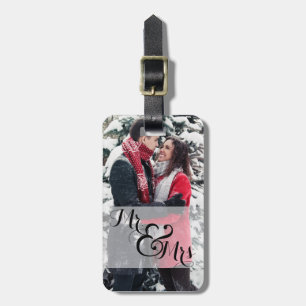 Meneer en mevrouw Pas getrouwd Foto Trouwring Bagagelabel