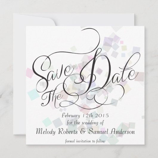 Meneer en mevrouw | Pastel Kleuren Confetti Save The Date (Voorkant)