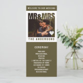 Meneer en mevrouw Photo Block Heart Wedding Programma (Staand voorkant)