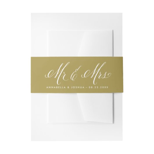 Meneer en mevrouw Rustic Calligraphy Gold Wedding Uitnodigingen Wikkel (Voorkant Voorbeeld)