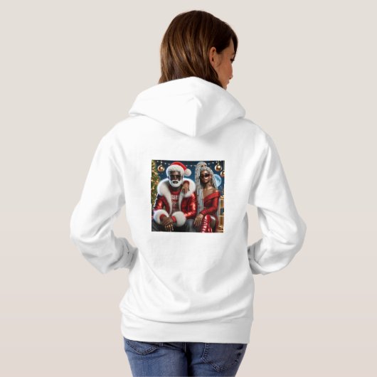 Meneer en mevrouw Santa Folded Wenskaart Hoodie (Achterkant volledig)