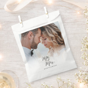 Meneer en mevrouw Script Calligraphy Chic Foto Huw Bedankzakje