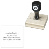 Meneer en mevrouw Script retouradres voor trouwkaa Rubberstempel (Gestempeld)