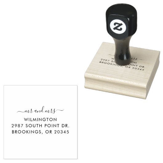 Meneer en mevrouw Script retouradres voor trouwkaa Rubberstempel (Gestempeld)