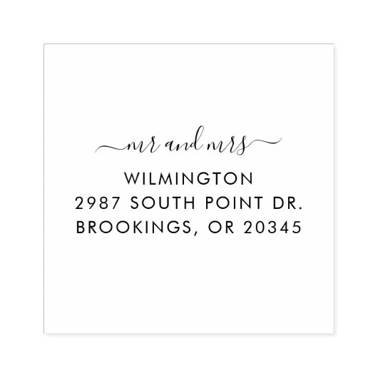 Meneer en mevrouw Script retouradres voor trouwkaa Rubberstempel (Afrduk)