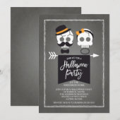 Meneer en mevrouw Skulls Halloween Party Kaart (Voorkant / Achterkant)