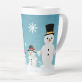 Meneer en mevrouw Snowman Familie Kerstfeest Latte Mok (Rechterhoek)