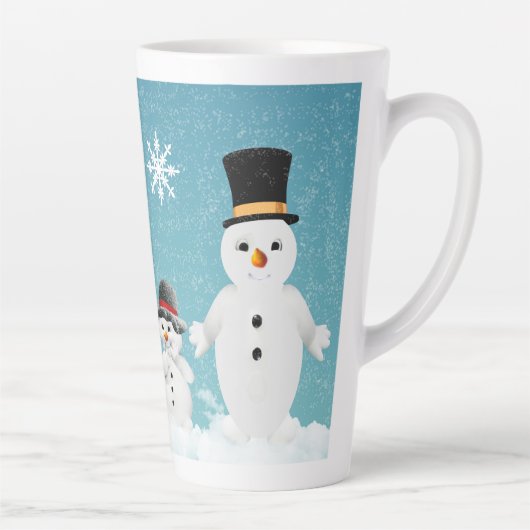 Meneer en mevrouw Snowman Familie Kerstfeest Latte Mok (Rechts)