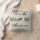 Meneer en mevrouw  Typografie bruiloft Kussen (Deken)