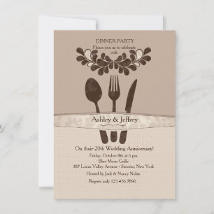 Meneer en mevrouw Utensils Dinner Party Uitnodigin Kaart