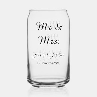 Meneer en mevrouw voegen de naam toe. Datum jaar b Blikvorm Glas