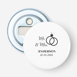 Meneer en mevrouw voegen familienaam datum jaar hu button flesopener