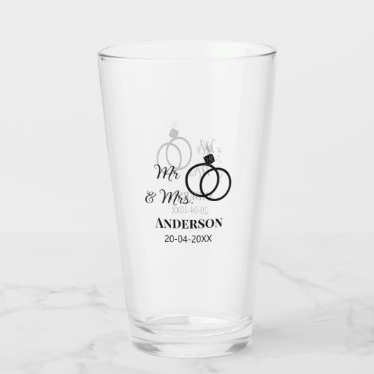 Meneer en mevrouw voegen familienaam datum jaar hu glas (Achterkant)