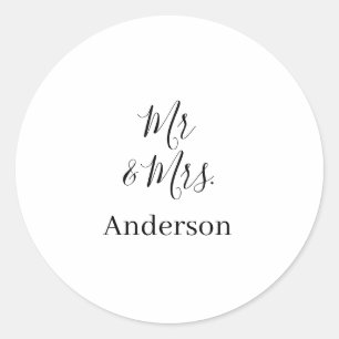 Meneer en mevrouw voegen familienaam datum jaar hu ronde sticker