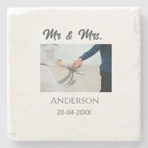 Meneer en mevrouw voegen familienaam datum jaar hu stenen onderzetter