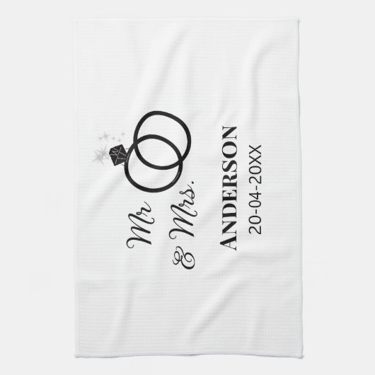 Meneer en mevrouw voegen familienaam datum jaar hu theedoek (Verticaal)