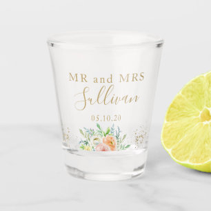 Meneer en mevrouw Wedding blush gouden gunst idee Shot Glas