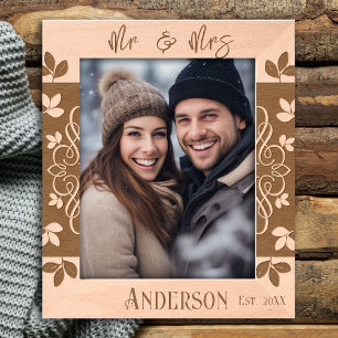 Meneer en mevrouw Wedding Floral Border Gegraveerde Lijstjes