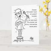 Meneer en Spin Sociale Afstands-Cartoon Kaart (Gele Bloem)