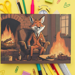 Meneer Fox brengt kerstvreugde Folie Feestdagen Briefkaart