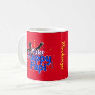 Meneer Happy Papi met Uw Naam op ROOD Koffiemok
