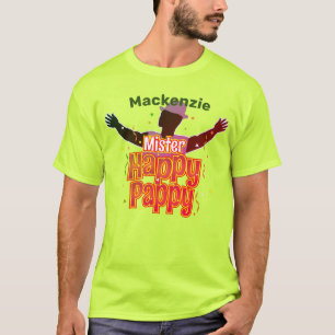 Meneer Happy Pappy met Hoed en Uw Naam T-shirt