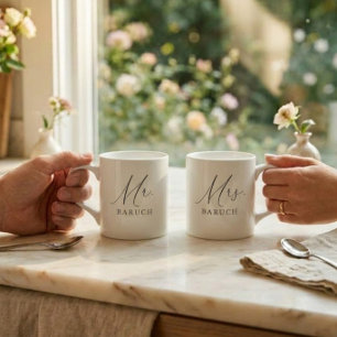 Meneer Jonggehuwd Elegant Schrift Espresso Kop
