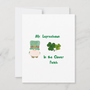 Meneer Leprechaun in de klaverplek op een  Feestdagenkaart
