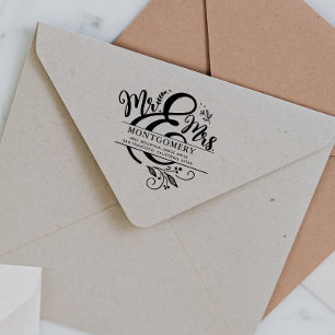 Meneer & Mevrouw Aangepast huwelijksadres voor r Rubberstempel